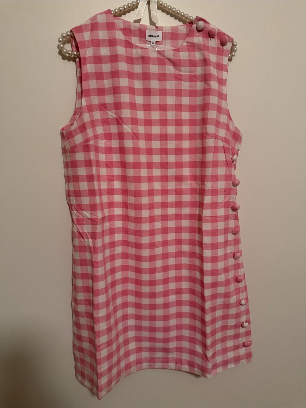 AUREUM Pink & White Gingham Mini Shift Dress - Picture 2 of 4
